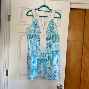 Lilly Pulitzer Valli Shift Dress size 12 turquoise and White